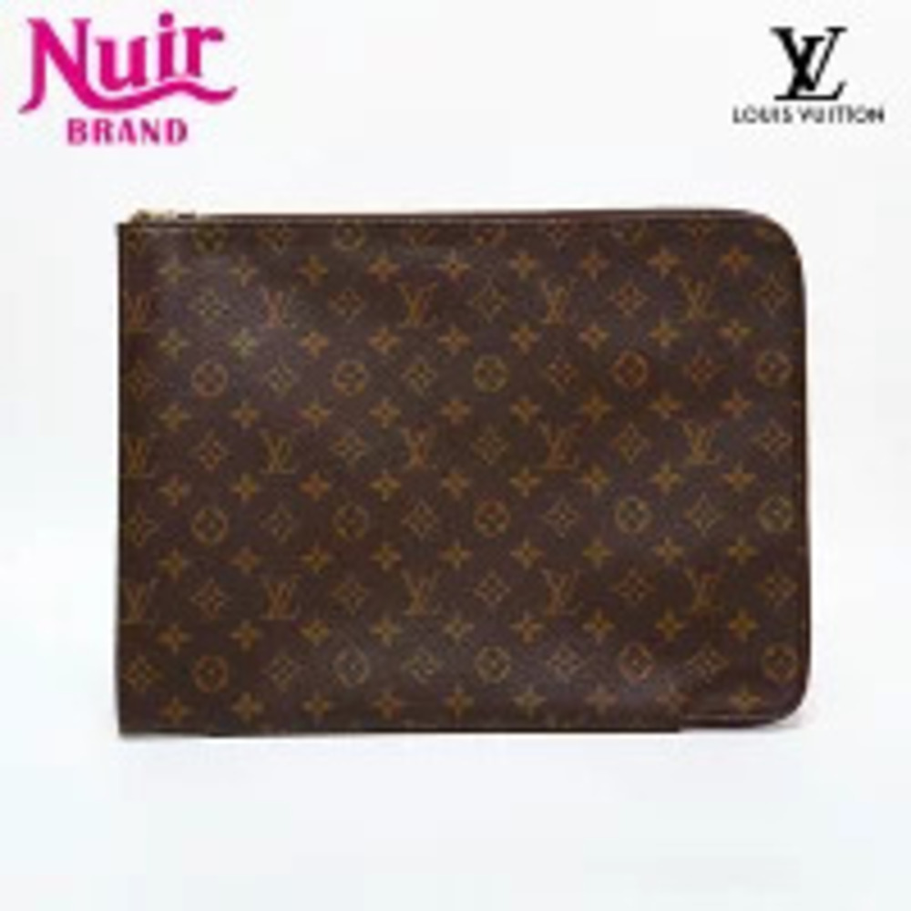 Louis Vuitton Monogram Porte document Clutch Bag Brown